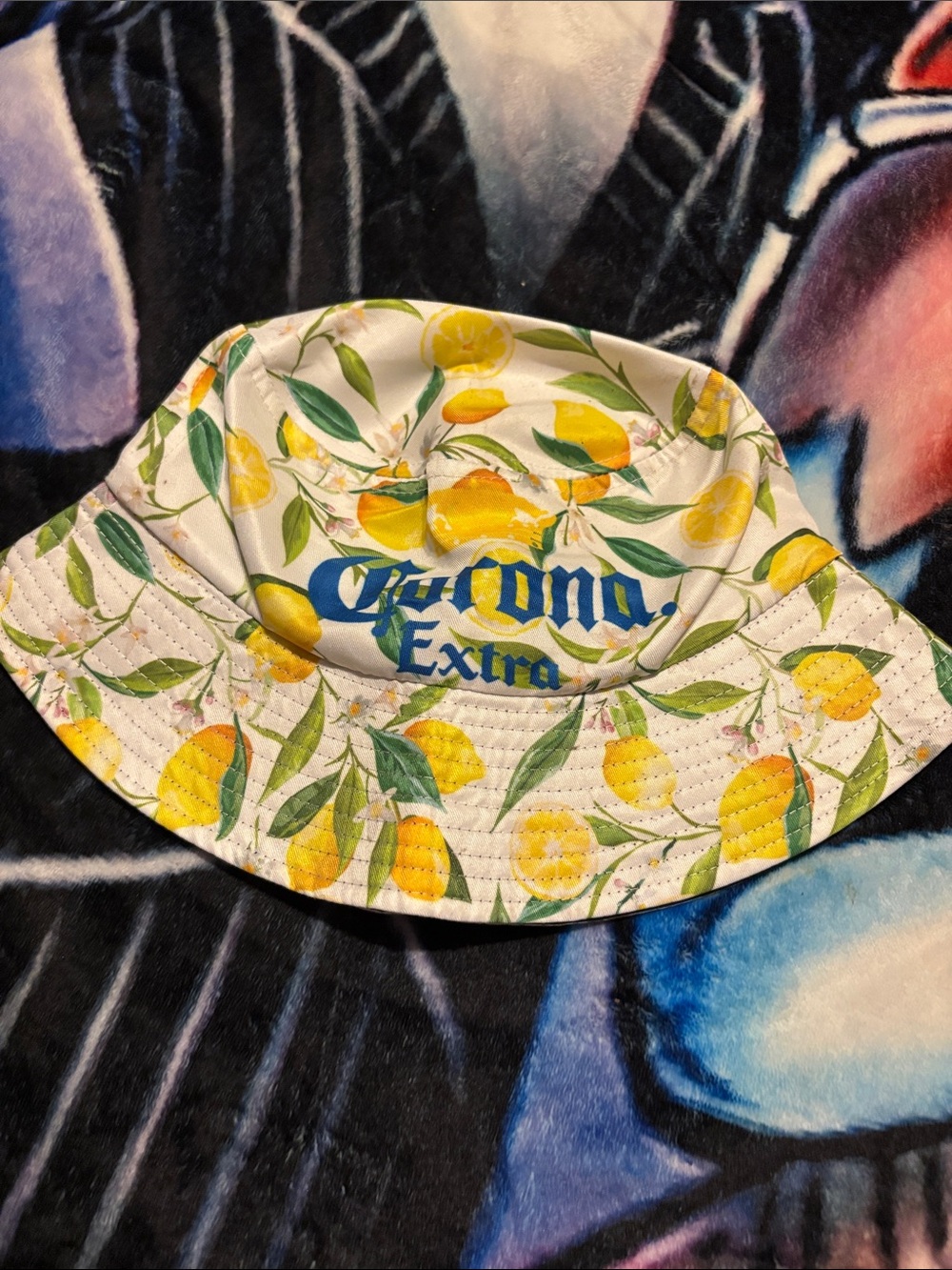 Corona Yellow Lemon Print Bucket Hat